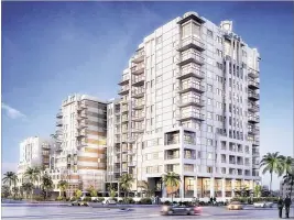  ?? IMAGE PROVIDED ?? Tower 155 is a 170-unit luxury condominiu­m that will emerge downtown, adjacent to Mizner Park.