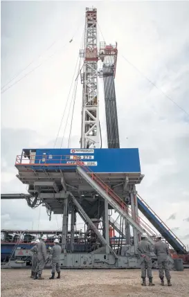  ??  ?? Patterson-UTI’s $25 million Apex XK rig has a drilling system more powerful than two semi-trucks, and it can force fluid down a well with more than 100 times the pressure of a fire hose. It also can drill an oil well in less than 10 days.