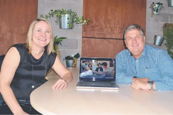  ?? LA OFFICE: YomConnect founder Natalie Scopelliti with investor Michael Kopittke at the iNQ start- up hub in Townsville. ??