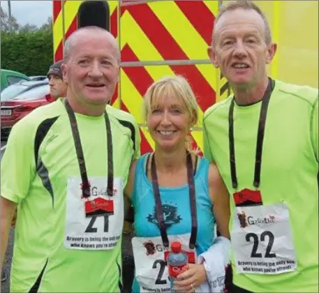  ??  ?? Tommy Mullane, Dorinda Forde and Paul Nagle completed The Toughest Half Marathon in Ireland last Sunday -the Run the Gauntlet Half Marathon over the Gap of Dunloe.