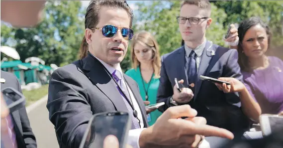  ?? THE ASSOCIATED PRESS ?? Former White House communicat­ions director Anthony Scaramucci was an easy target for late-night jabs.