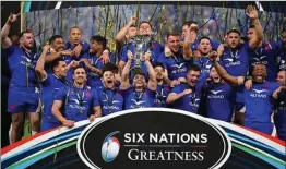  ?? ?? France celebrate with the Six Nations trophy