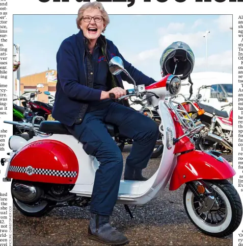  ?? ?? RARING TO GO: Helen Galer, who works at a motorcycle shop, has been told by her oncologist that she is fit to travel