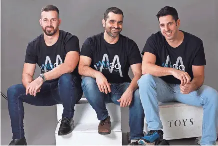  ?? MDGO ?? Three top executives at the Israeli startup MDGo – from left, Eli Zerah, Gilad Avrashi and Itay Bengad – are hoping to revolution­ize how first responders are dispatched to car crashes.