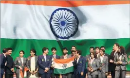  ?? PTI ?? Members of Indian team during the closing ceremony of the 44th Chess Olympiad, at Mamallapur­am near Chennai, Tuesday