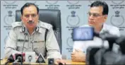  ?? PARVEEN KUMAR/HT PHOTO ?? Director general of police Baljit S Sandhu addressing a press conference in Gurgaon.