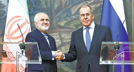 ??  ?? JAVAD ZARIF, the Iranian Foreign Minister, with Sergei Lavrov, his Russian counterpar­t, after a joint news conference in Moscow on January 26, 2021.
