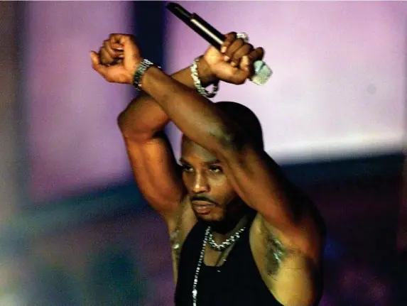  ?? (Getty) ?? Work in progress: DMX performing at The Source Awards in 2001