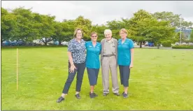  ??  ?? Charity Concert organisers, from left, Julie Turnbull, Jenny Cotter, Ken Allen and Raewyn Stollery standing where the stage will be on the big front lawn at Lexham Park.
