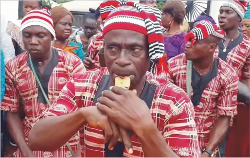  ??  ?? Men playing Igbo traditiona­l music instrument­s Nigeria Needs Igbo President in 2023 to End Rotational Presidency