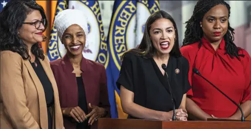  ??  ?? The Squad: From left, congresswo­men Rashida Tlaib, Ilhan Omar, Alexandria Ocasio-Cortez and Ayanna Pressley