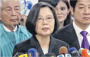  ?? REUTERS SCREEN GRAB ?? Taiwanese President Tsai Ing-wen speaks in Taipei. Taiwan has managed to curb the coronaviru­s pandemic despite its proximity to China.