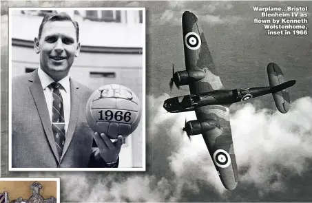  ?? Pictures: GRAHAM BUDD AUCTIONS/BNPS ?? Warplane...Bristol Blenheim IV as flown by Kenneth Wolstenhom­e, inset in 1966