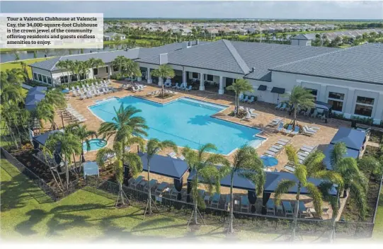  ??  ?? Tour a Valencia Clubhouse at Valencia Cay, the 34,000-square-foot Clubhouse is the crown jewel of the community offering residents and guests endless amenities to enjoy.