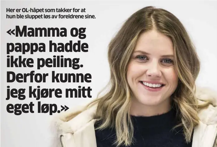  ?? FOTO: MARIAM BUTT, NTB SCANPIX ?? Tiril Sjåstad Christians­en under OL-troppens fotoshoot før mesterskap­et. Natt til lørdag kjører hun slopestyle i freeski i OL-bakkene.