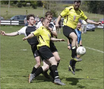  ??  ?? Jamie Kelly of St Peter’s tries to control this ball during the Wicklow Cup semi-final with Newtown.