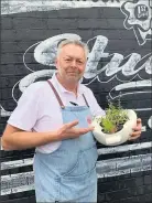  ?? ?? Collector: Shepparton cafe owner Matt Innes-Irons with an example from his chamber pot collection which will be on display next month.