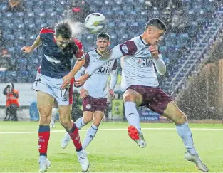  ?? ?? Ross Maciver, left, heads in Falkirk’s winner against Kelty.