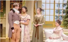  ??  ?? Erik Hellman ( from left), Jennifer Latimore, Emily Berman and Aila Peck in “Miss Bennet: Christmas at Pemberley.”
| CHARLES OSGOOD