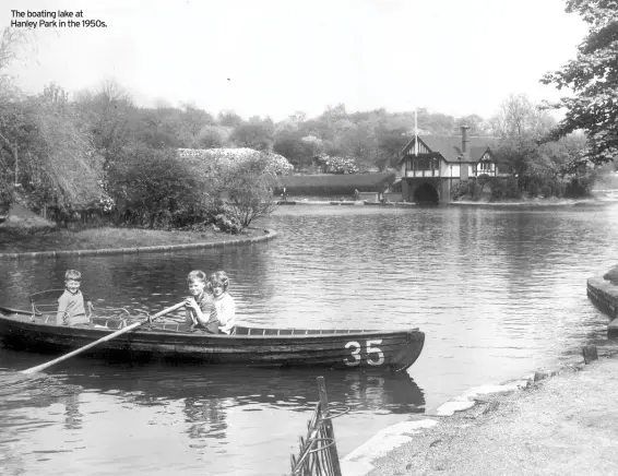  ??  ?? The boating lake at Hanley Park in the 1950s.