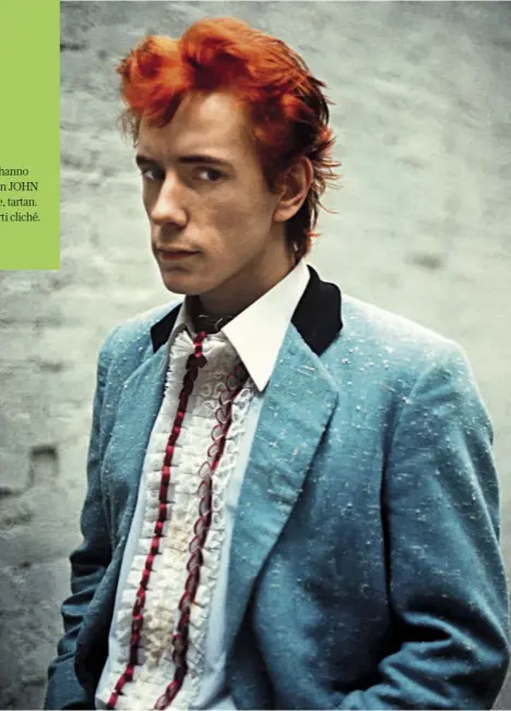  ??  ?? John Lydon ritratto nel 1977 quando era Johnny Rotten, frontman dei Sex Pistols. Nonostante i Sex Pistols abbiano inciso solo un pugno di singoli e un unico album mentre eranoin attività, il loro ruolo è fondamenta­lenella vicenda del punk. Nel febbraio 1978 Lydon ha formato i Public Image Limited con cui ha pubblicato undici album in studio. Il tour estivo lo porterà anche in Italia: il 28 luglio al Siren Festival, a Vasto; il 29, alla rassegna A cielo aperto, a Cesena.