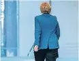  ?? FOTO: DPA ?? Merkel am Sonntag nach ihrem vorerst letzten öffentlich­en Auftritt.