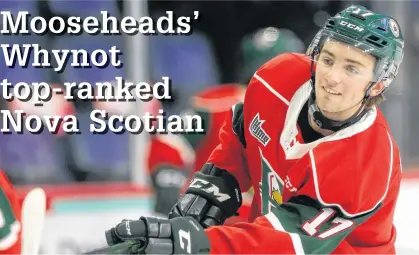  ?? TIM KROCHAK • THE CHRONICLE HERALD ?? Halifax Mooseheads defenceman Cam Whynot is ranked as a potential second-round pick for this weekend’s NHL draft.
