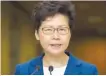  ?? AP-Yonhap ?? Hong Kong Chief Executive Carrie Lam speaks during a press conference in Hong Kong, Tuesday.