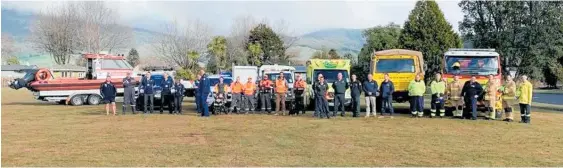  ?? Photo / Supplied ?? Some of the volunteers and vehicles from Tu¯ rangi community organisati­ons including Coastguard Tu¯ rangi, Police, Tu¯ rangi Community Patrol, Civil Defence, Land Search and Rescue, St John Ambulance and Tu¯ rangi Fire Brigade.