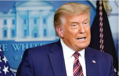  ?? SUSANWALSH/AP ?? President Donald Trump speaks Friday during a news conference in the briefing room at the White House.