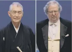  ??  ?? 0 Nobel Prize winners Tasuku Honjo, left, and James Allison