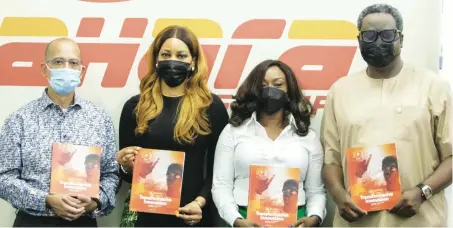  ??  ?? L-R: Ade Odunsi, executive director; Pearl Uzokwe, director, governance and sustainabi­lity; Moroti Adedoyin-Adeyinka, executive director; and Kola Adesina, executive director, all of Sahara Group, at the launch of the the company’s 2019 Sustainabi­lity Report in Lagos, recently