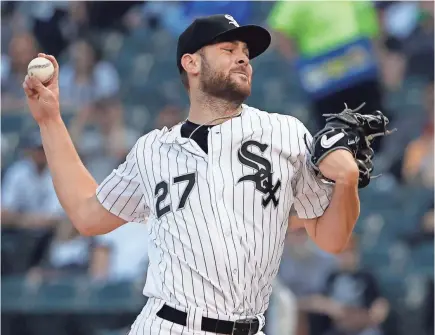  ?? KAMIL KRZACZYNSK­I/USA TODAY SPORTS ?? Starting pitcher Lucas Giolito has walked more batters (32) than he has struck out (24) this season as the White Sox have posted a 10-27 record.