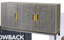  ??  ?? FURNITURE BRAND KARE’S RANGE OF WOOD AND BURNISHED METALLIC SIDEBOARDS ELEVATE ANY ROOM. KARE-DESIGN.COM