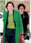  ?? PHOTO: MAARTEN HOLL/STUFF ?? New Labour MPs Deborah Russell, front, and Anahila Kanongata’aSuisuiki arrive at Parliament.
