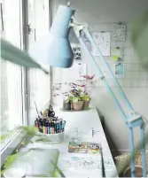  ??  ?? Johanna Stark’s work table stretches along a wall of windows, her tools neatly stacked.