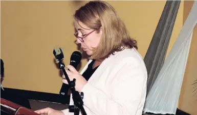  ??  ?? Isabel Viera Bermudez, adviser for communicat­ions and informatio­n at the United Nations Educationa­l, Scientific and Cultural Organizati­on, speaks at the JAMPRO offices yesterday.