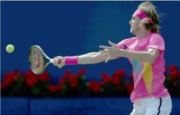  ??  ?? Tsitsipas of Greece plays a shot against Kevin Anderson of South Africa during a semi final match on Day 6 of the Rogers Cup at Aviva Centre in Toronto, Canada. — AFP photo