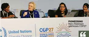  ?? ?? PIONEERING Mary Robinson addresses COP27