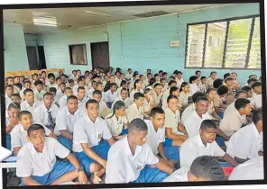  ?? Picture: MINISTRY OF EDUCATION ?? Students of St John’s College gathered in the school hall in Levuka, Ovalau.