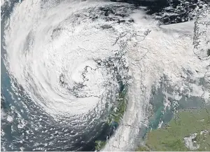  ?? Picture: Dundee University. ?? Ophelia over Ireland, as captured by Dundee University’s satellite receiving station.