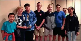  ??  ?? Heritage Middle School’s seventh and eighth grade teams won first place at the Berry College Mathematic­s Contest on Oct. 12. Pictured, from left: Kaiden McVean, Parker Taylor, Eli Tollett, Justus Smith, Parker Hayen, John Courtney, James Kennedy, Erin...