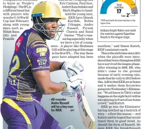  ?? AFP ?? ■ Allrounder Andre Russell will be a key man for KKR.