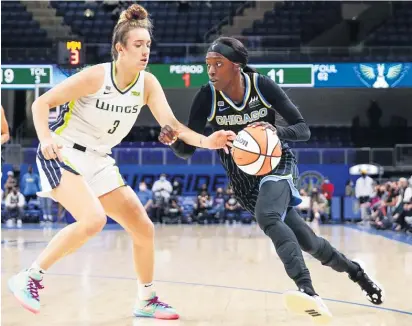  ?? AP (ABOVE), GETTY IMAGES ?? WNBA Finals MVP Kahleah Copper (above), Julie Allemand (below left) and Li Yueru will give the Sky even more versatilit­y and depth when they arrive. Copper and Yueru are expected to be in Chicago this week, and Allemand’s target date is June 10.