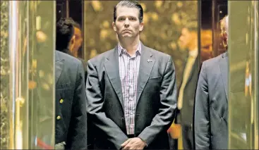  ??  ?? Going down? Donald Trump Jr. embraced a Russian intermedia­ry’s offer to help his father defeat Hillary.