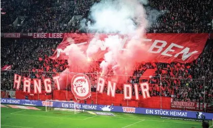  ?? ?? Fortuna Düsseldorf say that the pilot phase of three matches will hopefully be expanded to all home games. Photograph: Frederic Scheideman­n/Getty Images