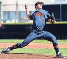  ?? MATT MASIN, THE ORANGE COUNTY REGISTER ?? Hagen Danner of Huntington Beach (Calif.) High School selfimpose­d an 80-pitch limit for his senior season. “A kid as old as me should not be throwing over 100 pitches,” he says.