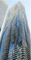  ??  ?? The Aqua Tower in Chicago is an 82-storey mixed-use building with curvilinea­r balconies that create a wavelike look.