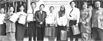  ??  ?? (From second right) Juliana, Geoffery, Farah, Gloria and Gertrude with other participan­ts of the Sabah and Sarawak Zone Higher Educationa­l Institutio­n Public Speaking Competitio­n.