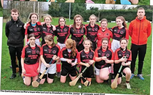  ??  ?? The Gaelcholái­ste na Mara team who lost out to Avondale CC in the Junior‘B’ camogie semi-final.